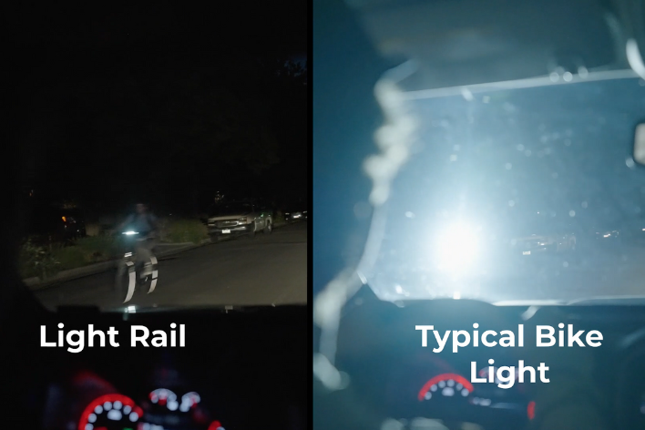 Light Rail Kit - The Bike Light Bar With Moving Patterns & Bike Lane Spotlight